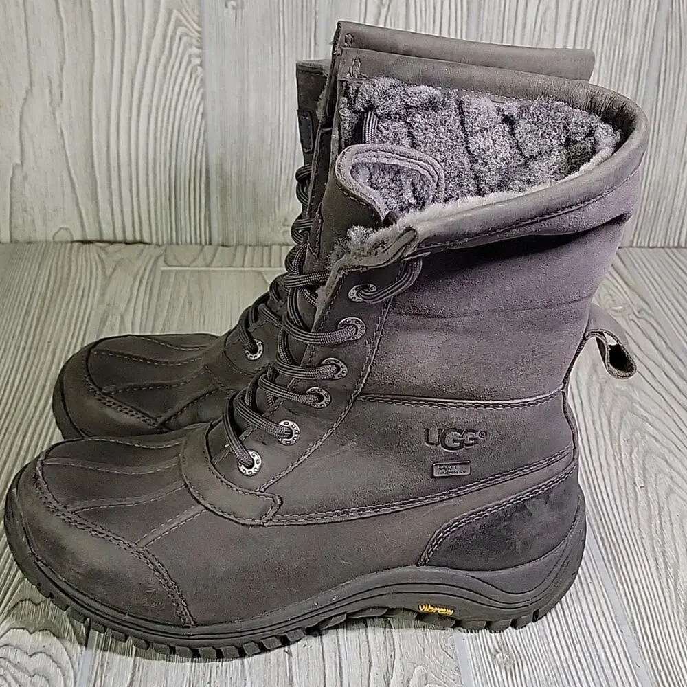 UGG Adironkdack Grey Winter Lined Boots Womens Size 7